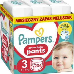 PAMPERS Active Baby pieluchomajtki 6 11kg rozmiar 3 204 szt