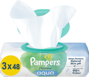 PAMPERS Harmonie Aqua chusteczki nawilzane 3 x 48 szt
